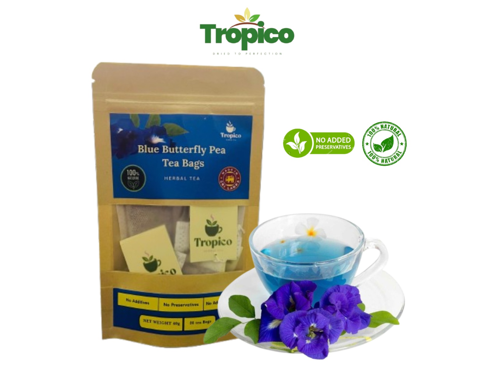 Blue Butterfly Pea Flower Tea Bag 1