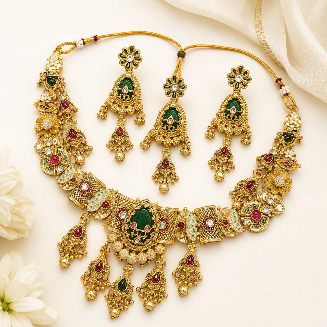 Kundan Meenakari Necklace Set