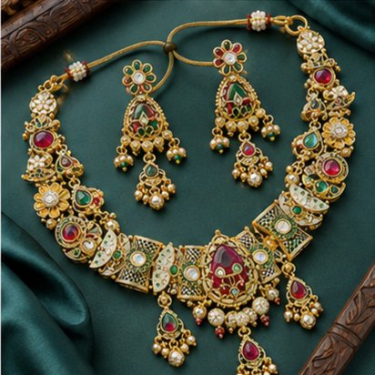 Kundan Meenakari Necklace Set 3