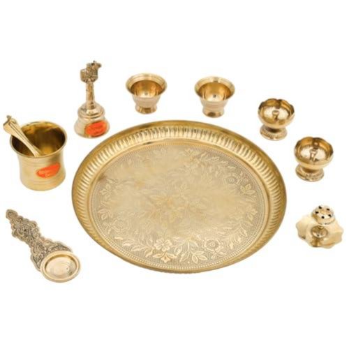 Brass Diya & Pooja Thali Set 4