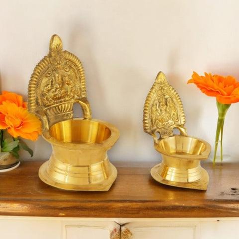 Brass Diya & Pooja Thali Set 5