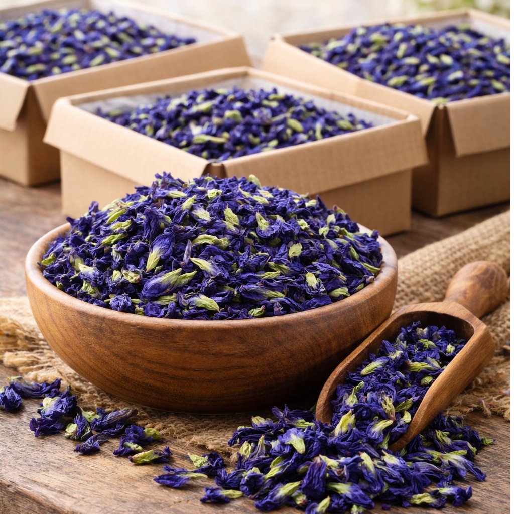Premium Dried Butterfly Pea Flowers – Natural Blue Tea Ingredient | Bulk Export