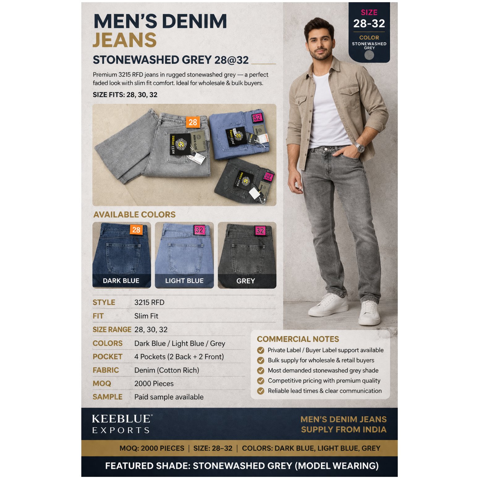 Men’s Slim Fit Denim Jeans - Article 3215 RFD 1