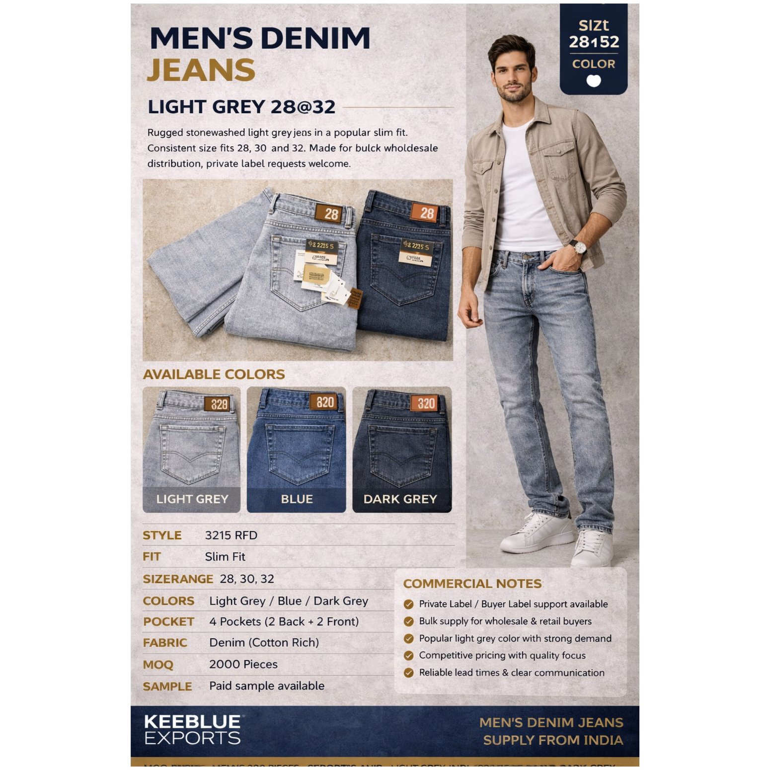 Men’s Slim Fit Denim Jeans - Article 3215 RFD 2