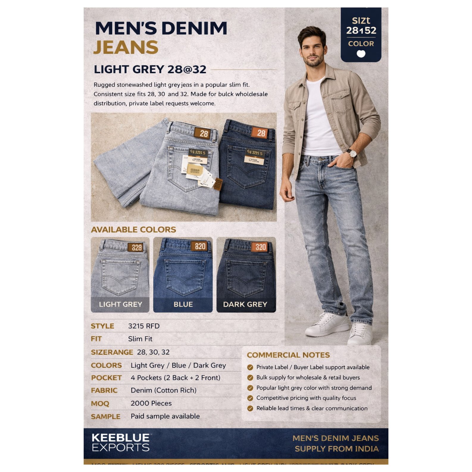 Men’s Slim Fit Denim Jeans - Article 3215 RFD 3
