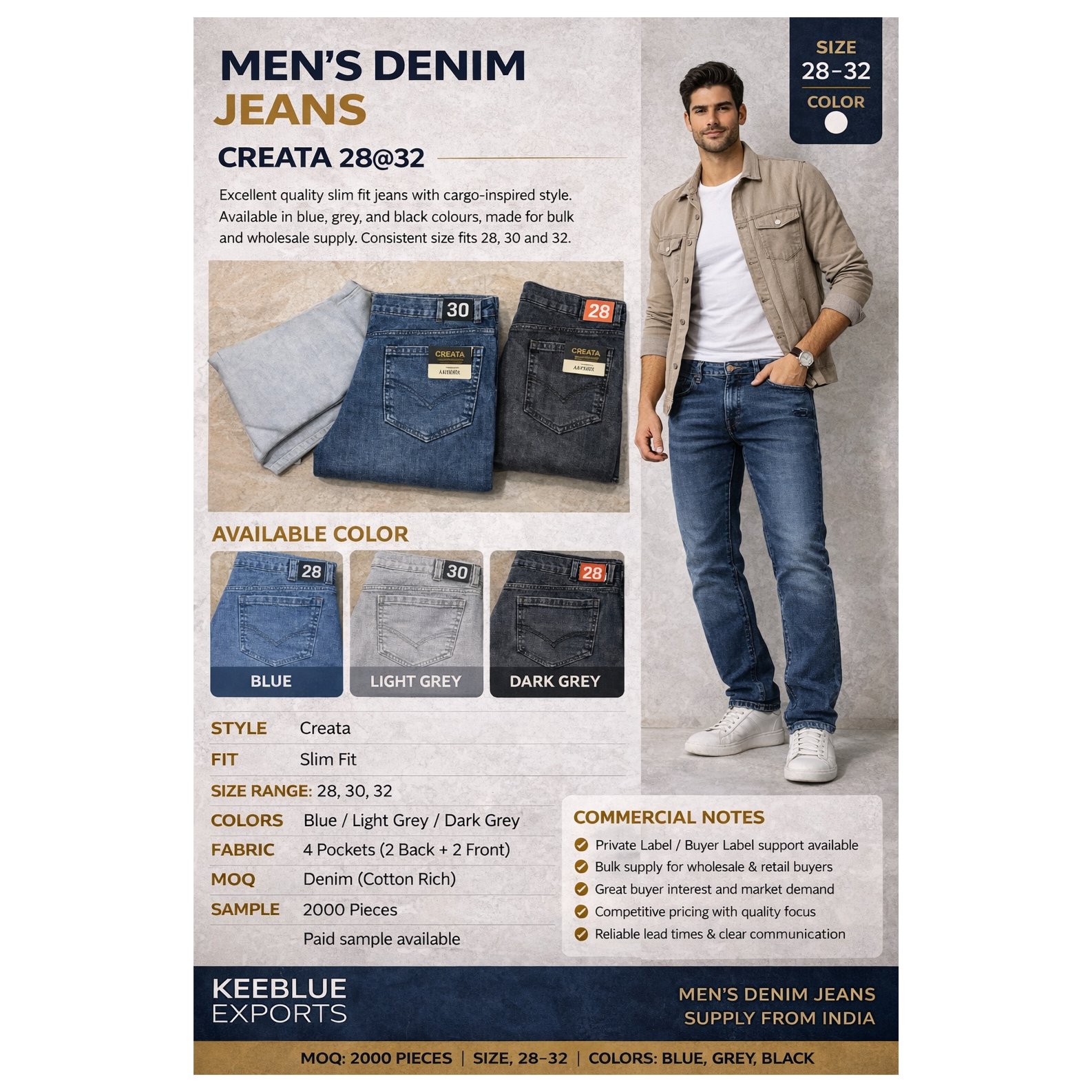 Men’s Slim Fit Denim Jeans - Article 3215 RFD 4