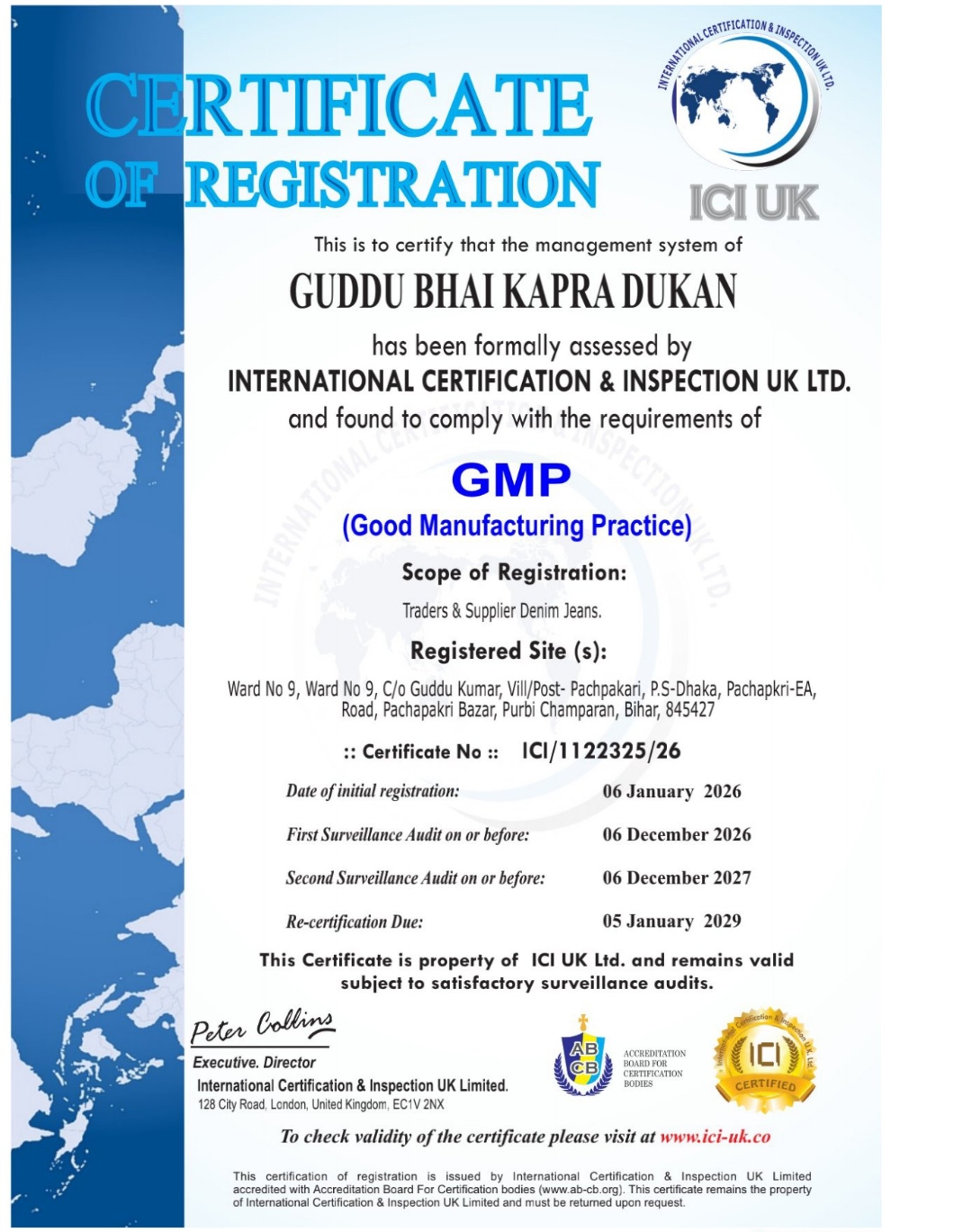 GMP CERTIFICATE