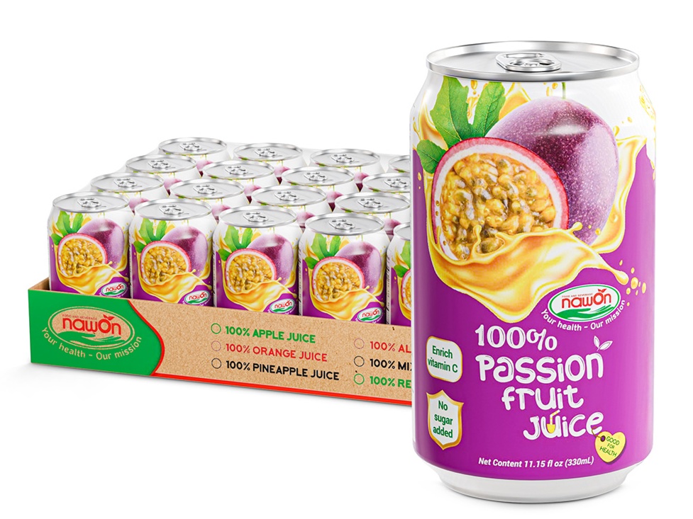 Private Label Free Sample Best Quality Pune Natural Fruit Juice Drink 330ML NAWON Vietnam Manufacturer OEM Low MOQ ISO 7