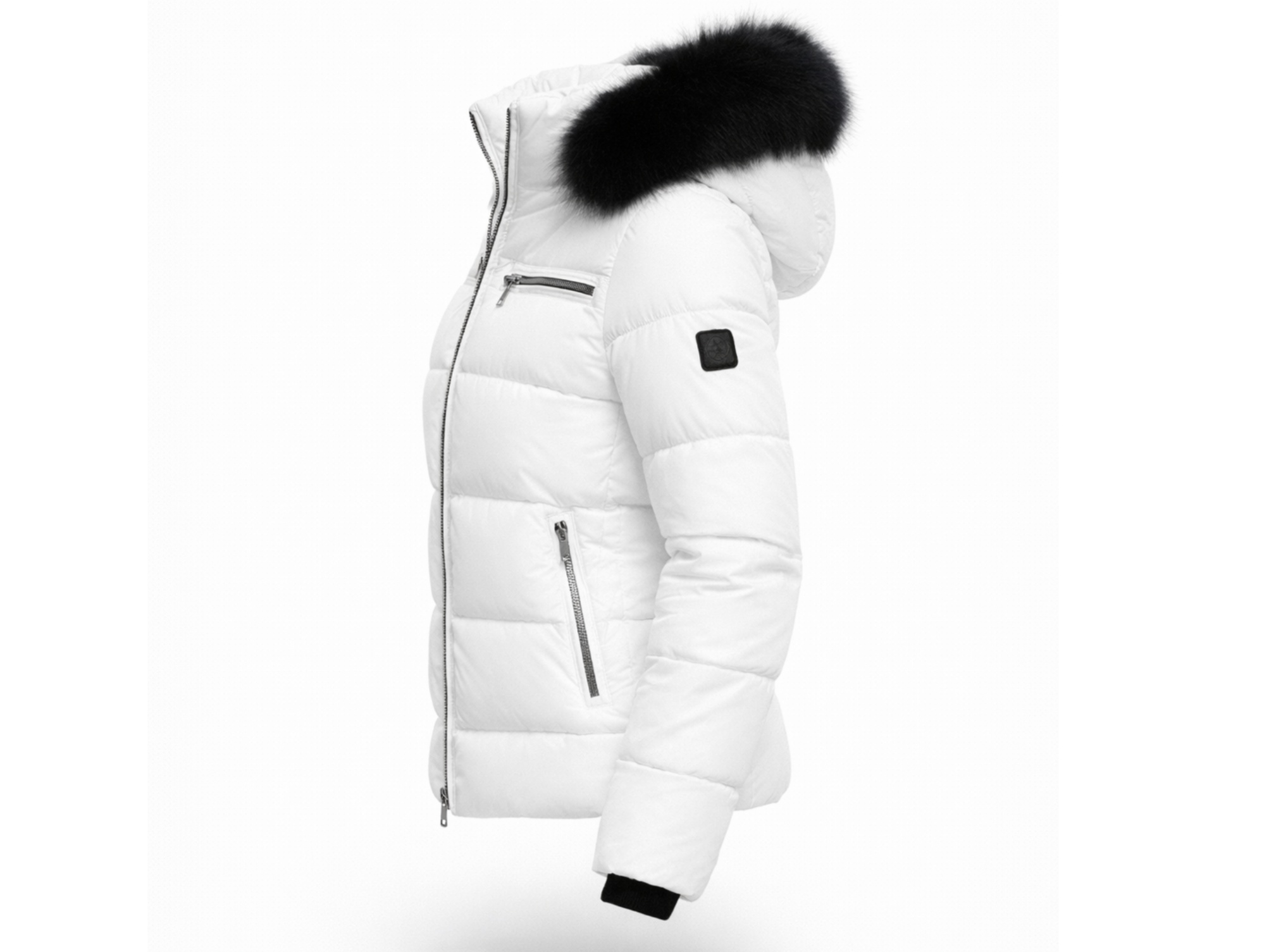 Custom White Waterproof Taslon Puffer Jacket with Detachable Fur Hood – Private Label Manufacturing 2