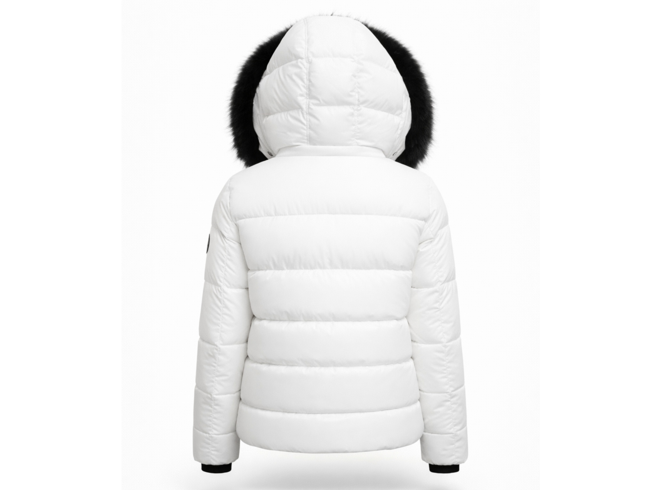 Custom White Waterproof Taslon Puffer Jacket with Detachable Fur Hood – Private Label Manufacturing 3