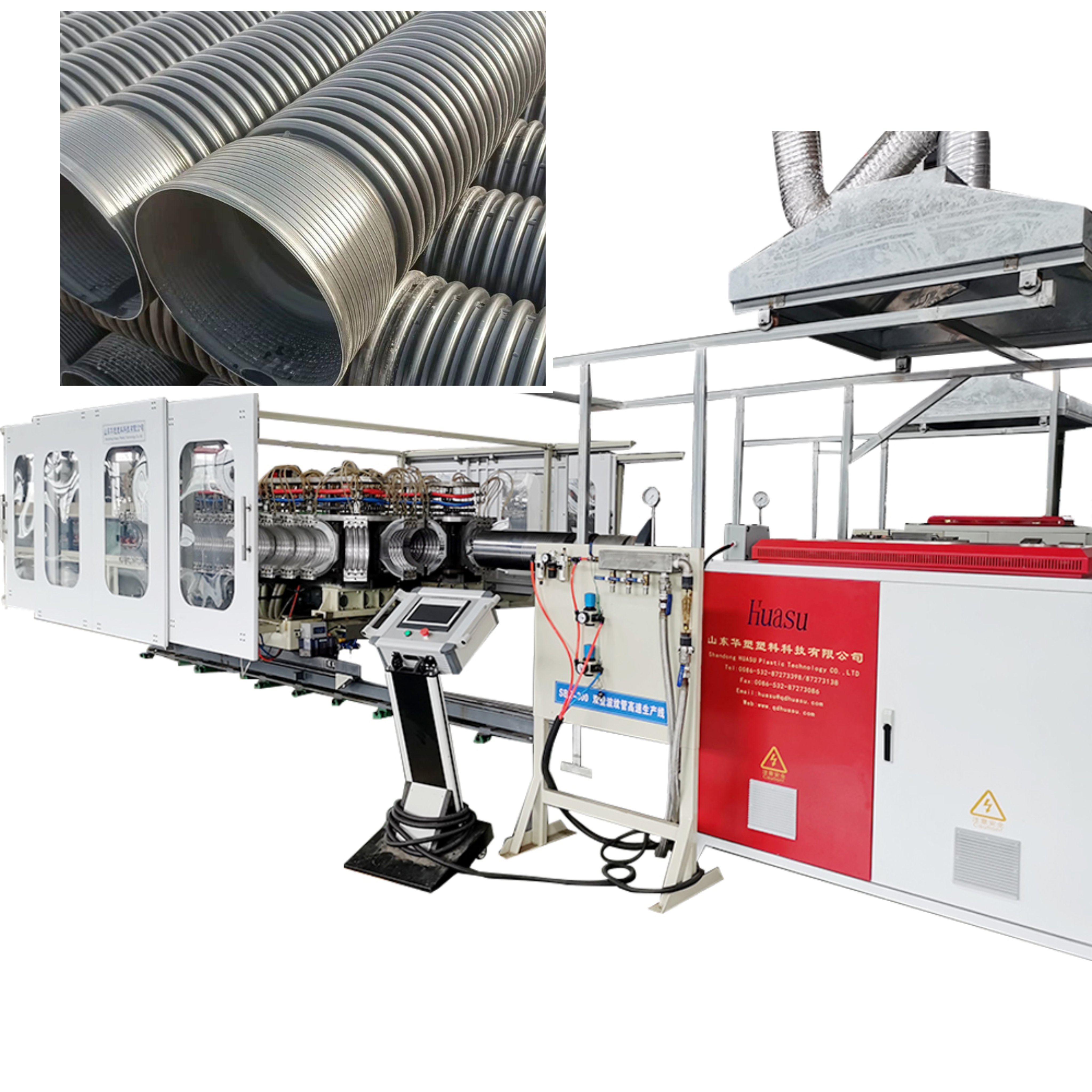 PE PP PVC Single Double Wall Corrugated Pipe Extrusion Line