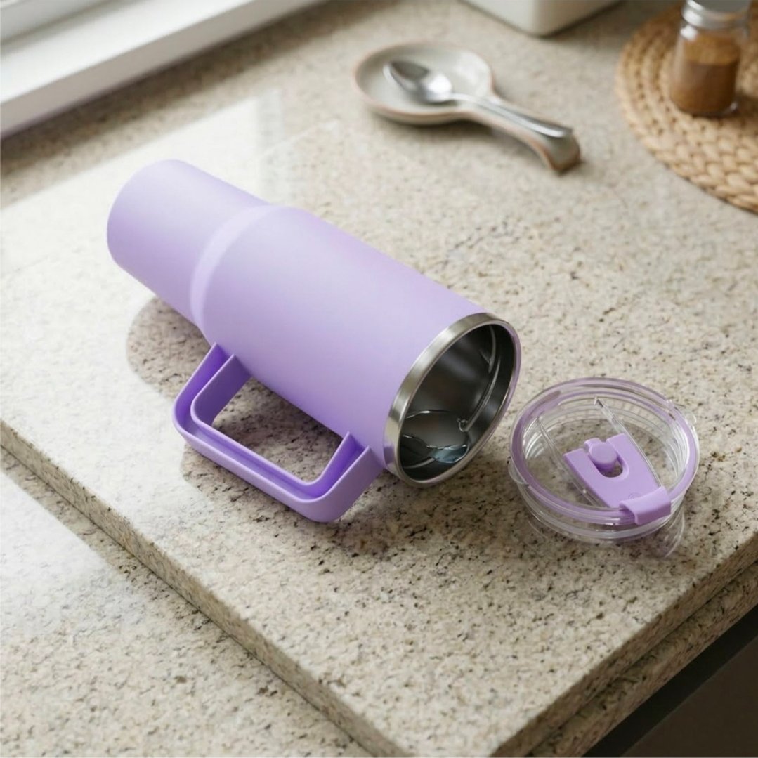 Large Capacity Insulated Tumbler Mug 1 With Handle And Straw 1200 ML Approx 4