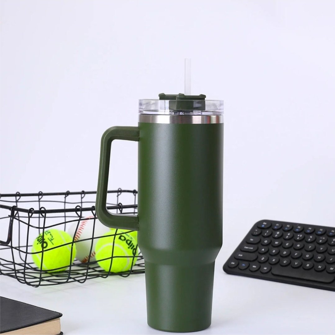 Large Capacity Insulated Tumbler Mug 1 With Handle And Straw 1200 ML Approx 6