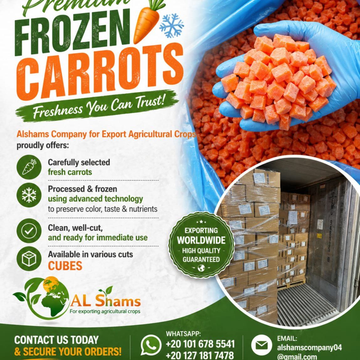 Frozen carrots - Wholesale Agriculture, Food & Beverage